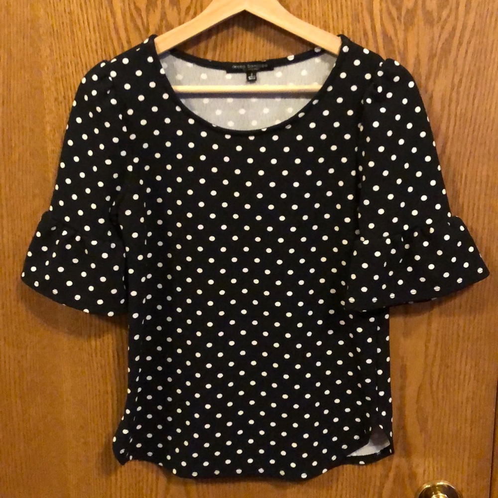 Green Envelope SzS Black with white polka dots GUC